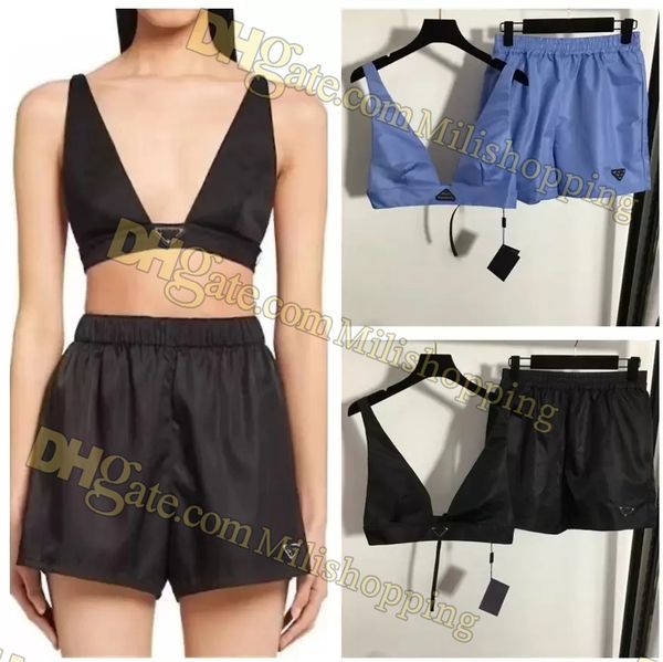 

women's vest tanks ladies designer triangle bra short pants set adjustable chest size indoor outdoor bathing suits, White