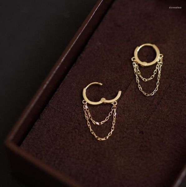 

hoop earrings goldtutu 2022 style 9k solid gold tassel chain double dangle drop earring jewelry minimal bride bridesmaid shinning 2602974, Golden;silver