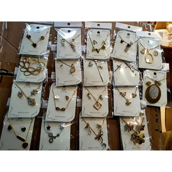 

wedding jewelry sets ladies stainless steel earrings necklace set 10 set lot 230306, Slivery;golden