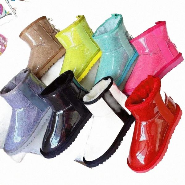 

kids children australian snow boots wgg australia clear jelly satin boot boys girls winter warm outdoors waterproof shoe baby toddlers r062#, Black