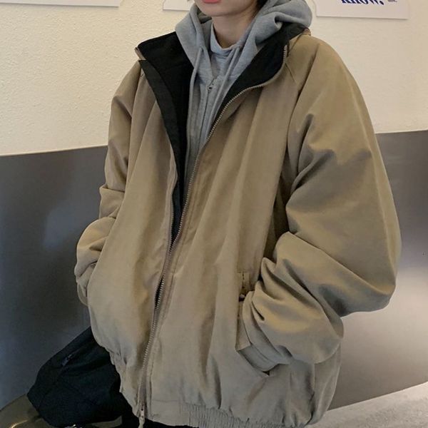 

women's jackets houzhou vintage winter jacket women warm oversized casual zip up coats baseball jackets harajuku korean fashion thick a, Black;brown