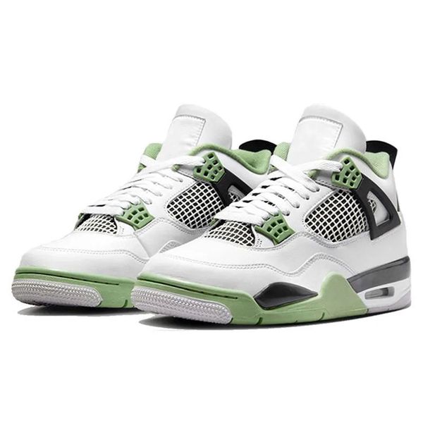 

fashion basketball shoes for men women metallic green white oreo fire red bred 4s trainer sport sneakers oa23