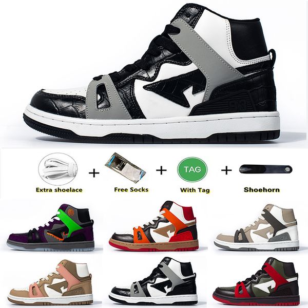 

bapestas baped sta 93 high mens casual shoes sneaker fashion red orange sand black light grey brown grey halloween green men women trainers