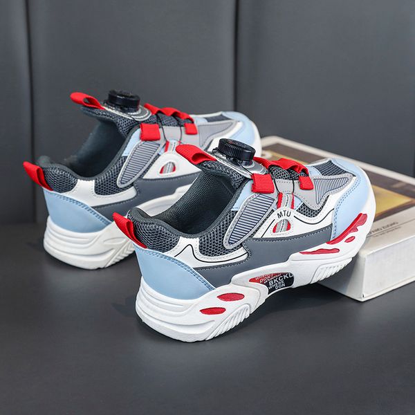 

2023 fashion ale children's shoes pink gray red black green spring rotating button breathable mesh casual shoes sneakers color14