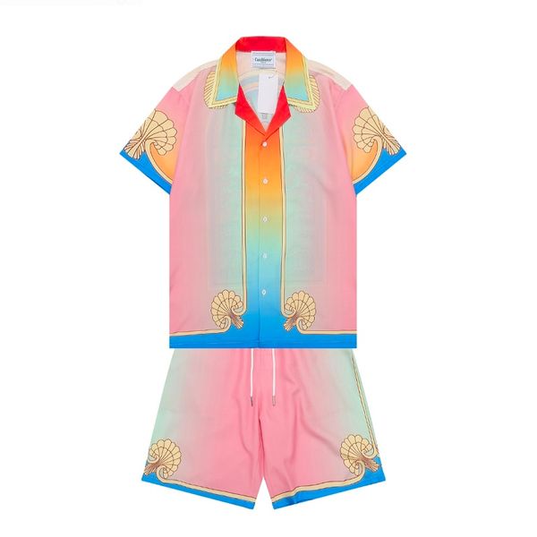 

casablanca 23 new printed short sleeve shirt printed shorts set size:  l xl 2xl 3xl, White;black