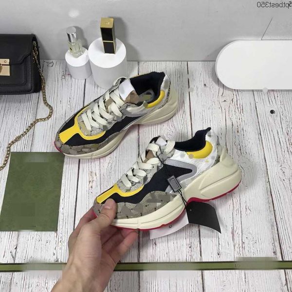 

luxury designer 2023 shoes rhyton sneakers beige men trainers vintage chaussures ladies 35-4 61bi, Black