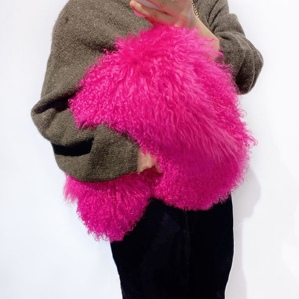 

waist bags yoloagain fashion real mongolia sheep fur shoulder bag women chain handbag ladies 230306