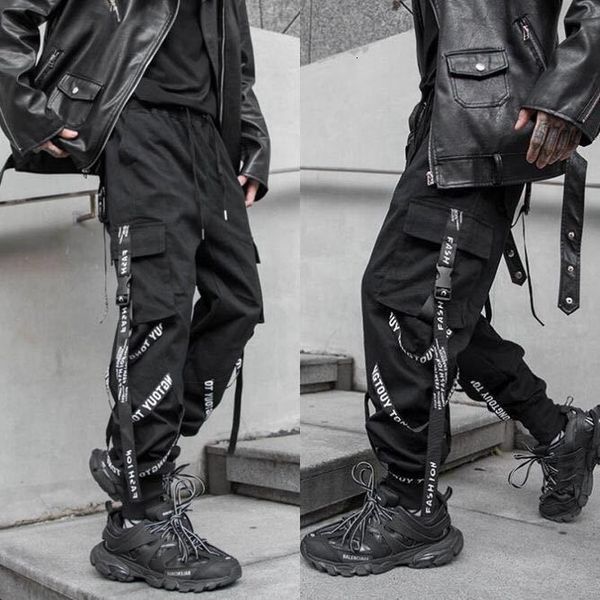 

men's pants streetwear street style fashion est ribbon harem hip hop casual sweatpants joggers trousers 230306, Black