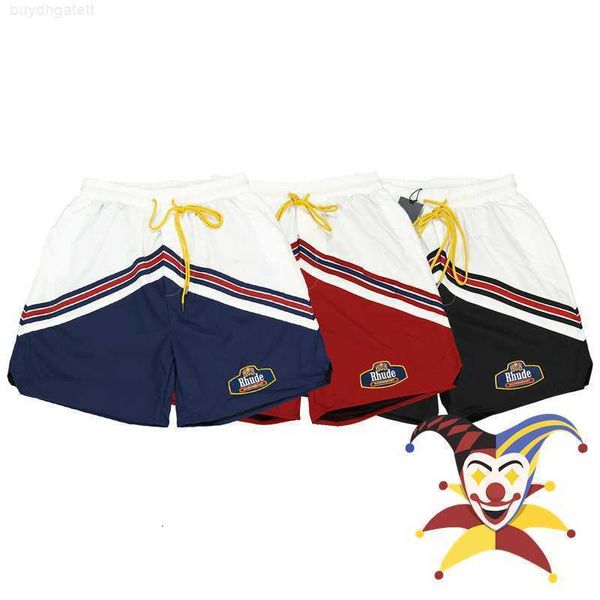 

2023ss rhude shorts men women 1 1 version striped patchwork breeches 0vwa 8yvl, White;black