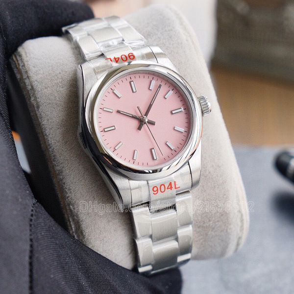 

men woman watches office lady watch candy pink dial oyster strap automatic mechanical 31mm datejust stainless oyster band wristwatch for lad, Slivery;brown