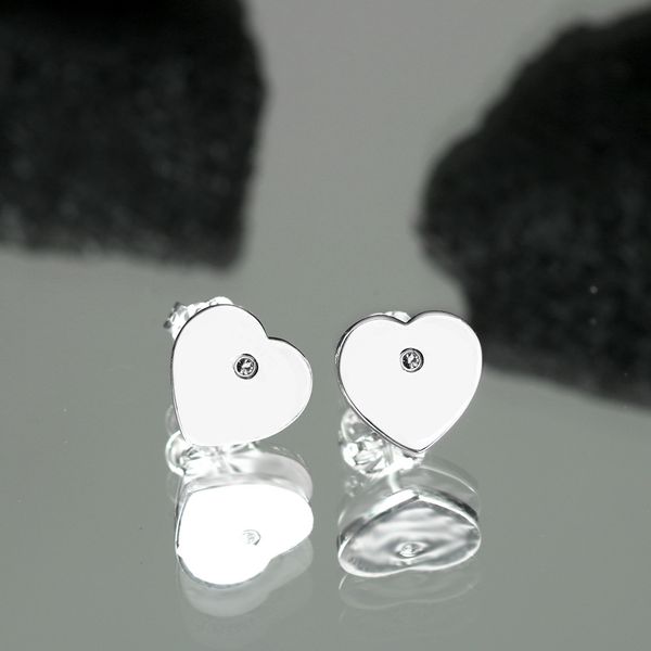 

new 925 silver logo stud t gold heart earrings women classic earring couple blue 9mm thick piercing jewelry gift box woman return love earri, Golden;silver