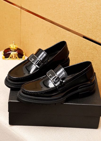 

new 2023 mens dress shoes genuine leather fashion business office work formal oxfords brand designer party wedding flats size 38-45, Black