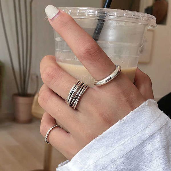 

cluster rings round finger rings fashion jewelry simple small smooth stainless metal ring silver color women and men ring adjustable l230306, Golden;silver