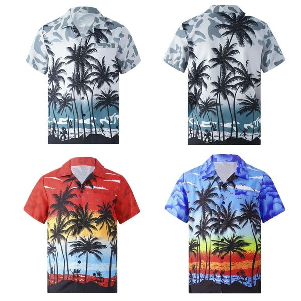 

mens funky hawaiian shirt relax short sleeve shirts coconut tree multiple color, White;black