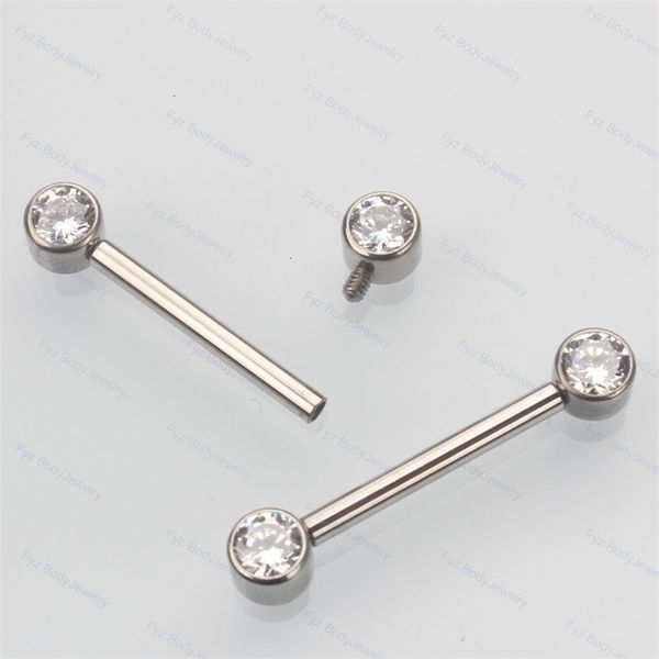 

ear cuff astm 36 nipple tongue ring 14g internal thread barbells cubic zirconia nipplerings body piercing jewelry 230303, Silver