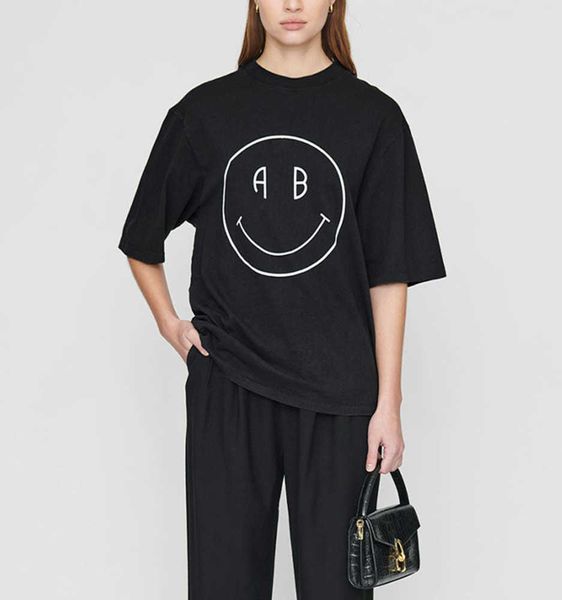 

anine bing women designer tee round-neck print short-sleeved t-shirt cotton summer casual t shirt fashion polos, White