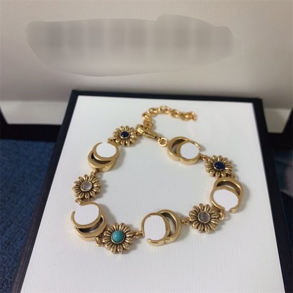 

diamonds charms designer bracelets for teen girls trendy tiktok metal gold plated colorful beads daisy flower shape bangles womens diamond b, Golden;silver