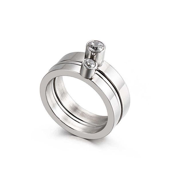 

cluster rings fashion women men silver color rose gold stainless steel round cable rings jewelry l230306, Golden;silver