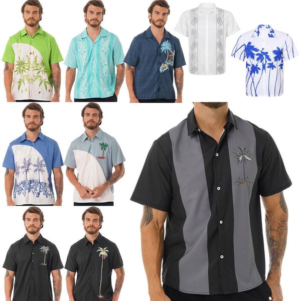

mens hawaiian luau aloha shirt short sleeve beach holiday party button-down, White;black