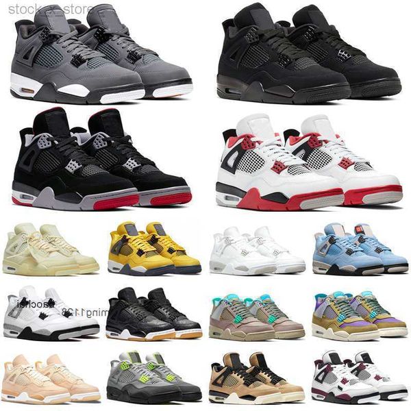 

2023 casual discount jumpman 4s desert moss basketball shoes for men women 4 university blue white oreo taupe haze bred sail court purple pt, Black