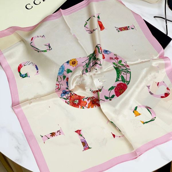 

2023 designer letters print floral silk scarf headband for women fashion scarves shoulder tote luggage ribbon head wraps double g ladies gif, Blue;gray