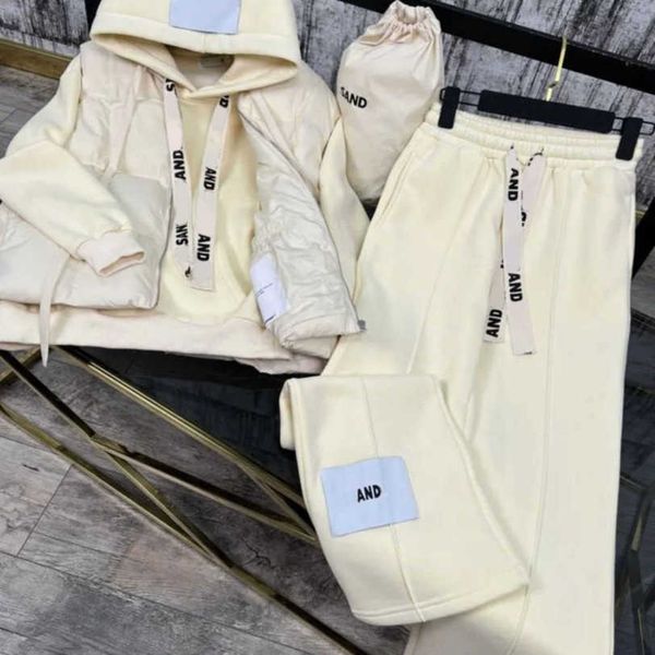 

23ss designer women brand sports suit autumn winter new womens hoodie waistcoat trousers 3-piece suit womens clothing a1, Gray