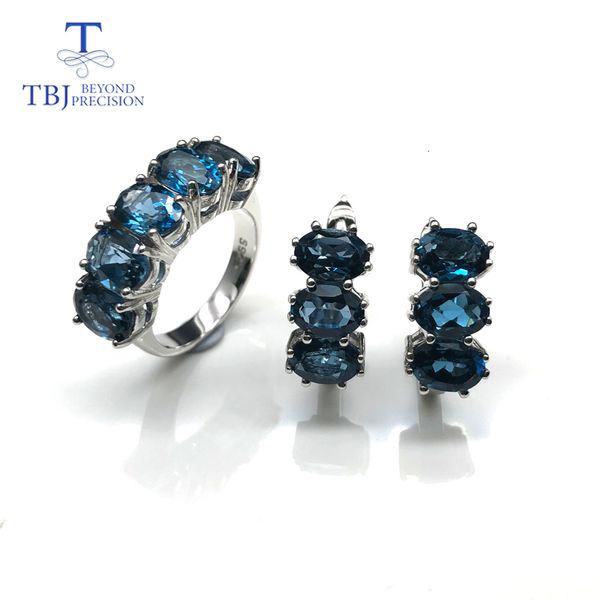 

earrings necklace natural london blue z gemstone jewelry set simple classic rings and earrings 925 sterling sliver for women gift 230306, Silver