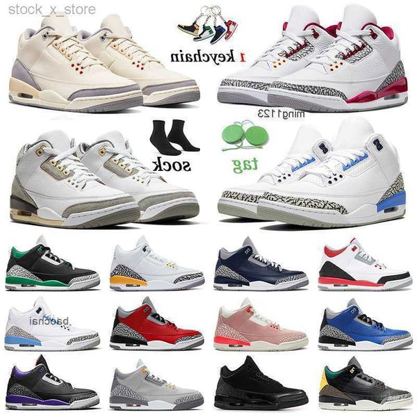 

2023 casual 3s og muslin cool grey jumpmans 3 basketball shoes mens jumpman racer blue cardinal red laser orange pine green a ma maniere isw, Black