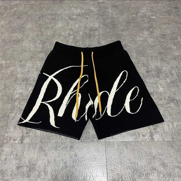 

rhude knitted shorts letter printed drawstring high street rough edge men's and women's casual 13wp phhf, White;black