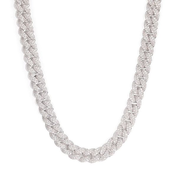 

8mm full-set zircon cuban chain personalized hip hop fashion bubble ball necklace, Silver