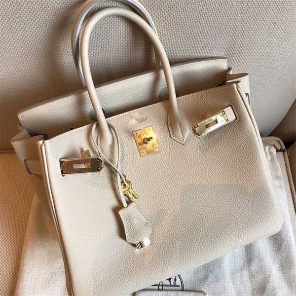 

designer bags birkins handmade full hand sewing beeswax line birkin25 30 35 milkshake white togo leather bag