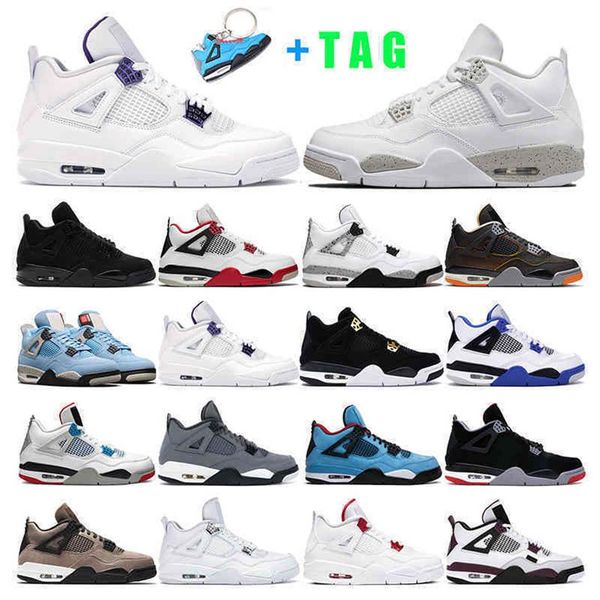 

mens women shoes 4s jumpman 4 white oreo university bule black cat fire red pure money women sneaker183y