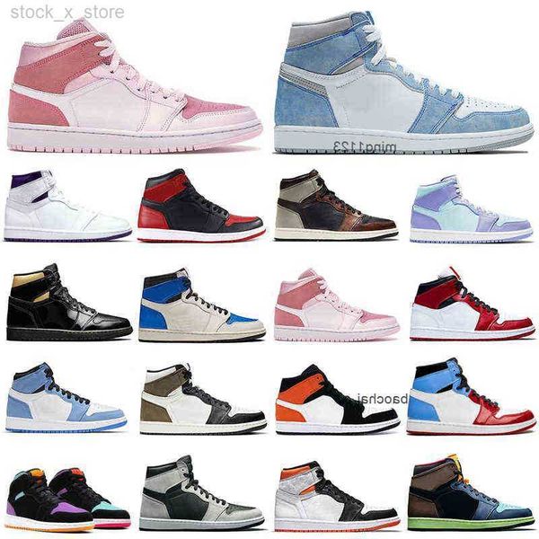 

2023 casual excellent 1s men basketball shoes 1 university blue obsidian shadow light smoke grey women mens trainers sports sneakers jordon, Black