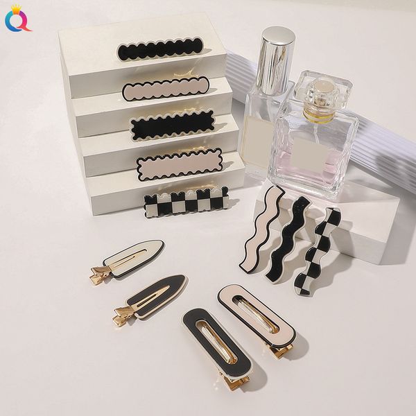 

women girls fashion ribbon bangs clip geometric grid ornament hair clips childred sweet hairpins female hair accessories 1841, Slivery;white