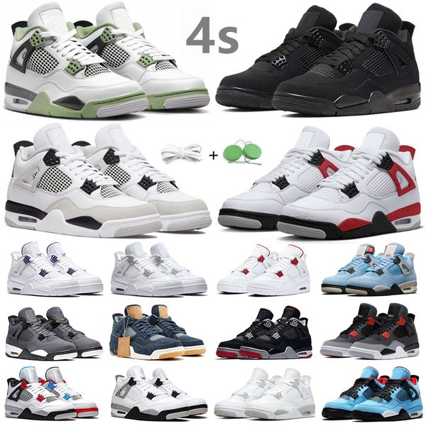 

2023 jumpman 4 4s men women basketball shoes sail military black cat canvas white oreo red cement thunder unc taupe haze seafoam pn mens tra