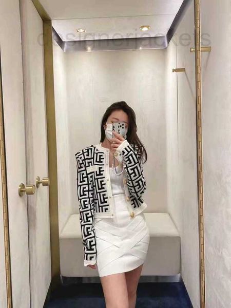 

women's jackets designer new brand jacket 2023 spring fashion letter metal buckle coat print knitting cardigan high-grade coat udo3, Black;brown