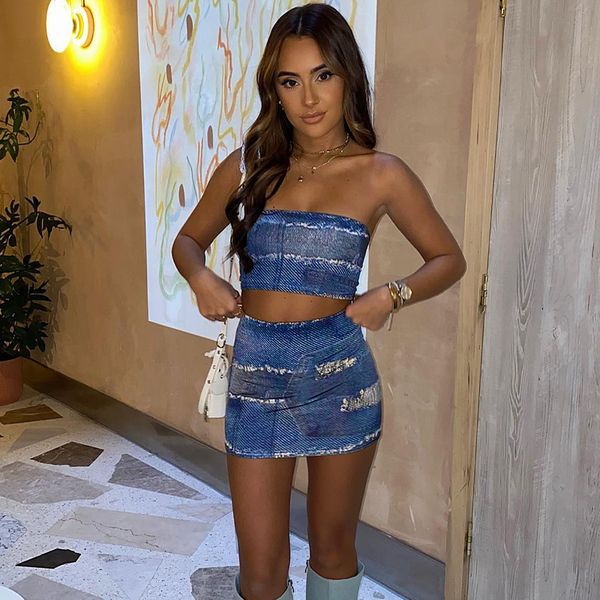 

two piece dress zoctuo women y2k clothes 2 pieces sleeveless backless tube crop high waist bodycon mini skirt matching set club streetwear 2, White