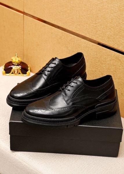 

2023 mens formal dress shoes genuine leather business oxfords male brand designer casual walking shoes size 38-45, Black