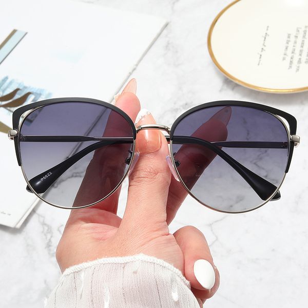 

niche design glasses cat-eye sunglasses for women 2023 fashion metal frame style glasses uv400 protective lenses, White;black