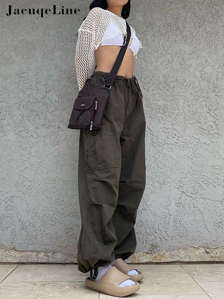 

women's pants capris jacqueline baggy sweatpants women punk wide leg cargo pants y2k drawstring low waist joggers fashion vintage hippi, Black;white