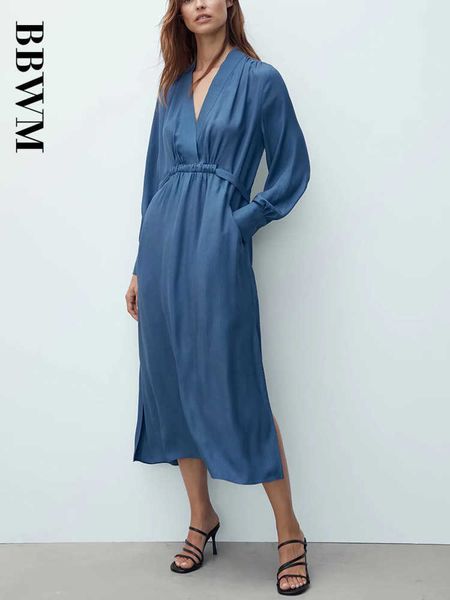 

casual dresses 2022autumn fashion women elegant satin dress long sleeve office ladies midi chic female dress with slash z0216, Black;gray