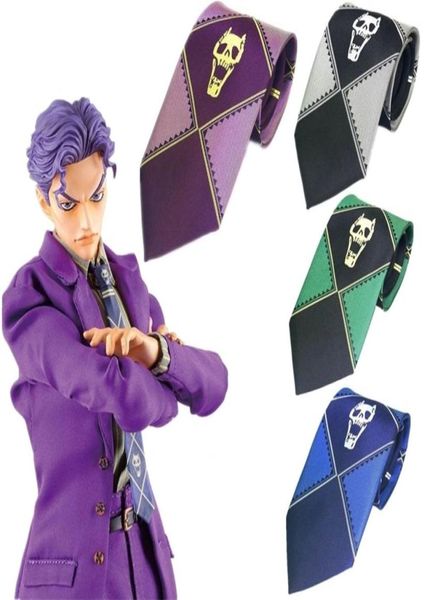 

anime jojos bizarre adventure kira yoshikage tie killer queen skull neck heavens door cosplay costume prop 2207193696542, Blue;purple