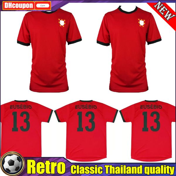 

66 67 eusebio portuguese retro soccer jerseys vintage football shirt mens commemorate camiseta de futbol classic maillot men de foot thai qu, Black;yellow