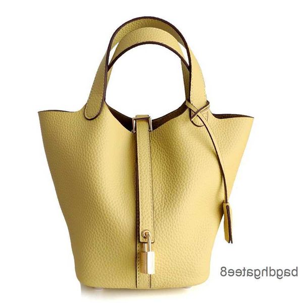 

original designer women s picotin locks 2023 bag leather h bags basket 18cm tote layer kraft vegetable bucket hand litchi pattern 3du2 cvn l