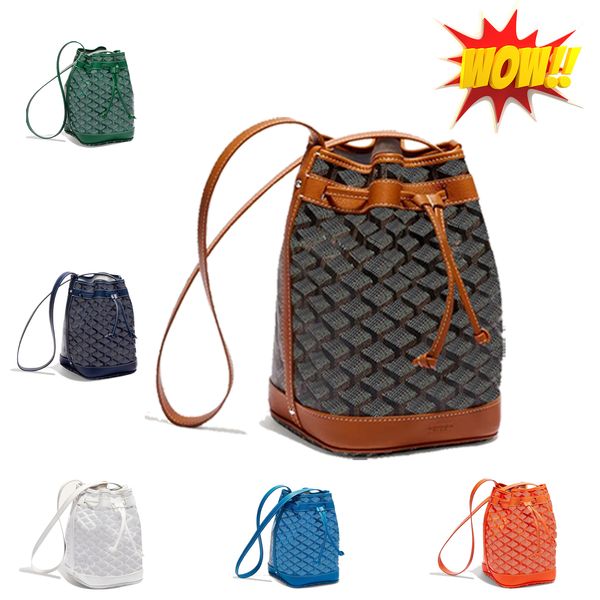 

womens leather bucket pocket shoulder sling bags lady designer fashion draw drawstring cross body tote bag luxury men's vacation simple