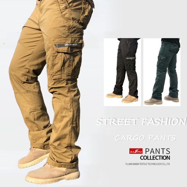 

men's pants bapai men's fashion work pants outdoor wear-resistant mountaineering trousers work clothes street fashion cargo pants, Black