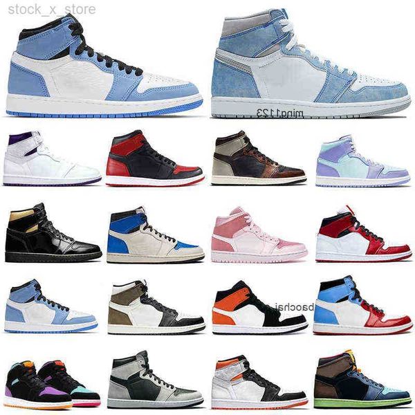 

2023 casual r 1s men basketball shoes 1 university blue obsidian shadow light smoke grey women mens trainers sports sneakers syid, Black