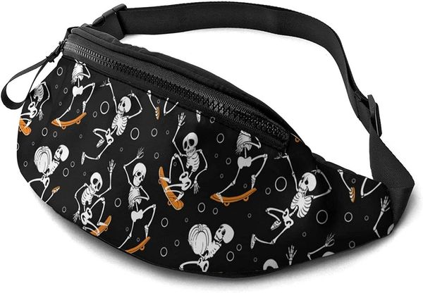 

waist bags casual fanny pack for men women skateboard skull party bag with adjustable belt travel sports running 230306