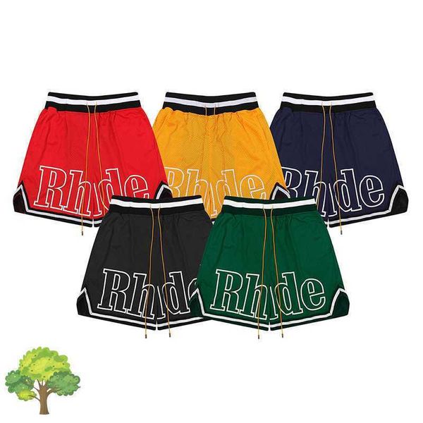 

2022ss american rhude mesh fabric basketball shorts real smen women casual ipkt 4l1h, White;black