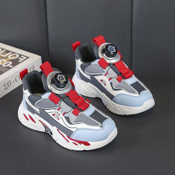 

2023 fashion ale children's shoes pink gray red black green spring rotating button breathable mesh casual shoes sneakers color78